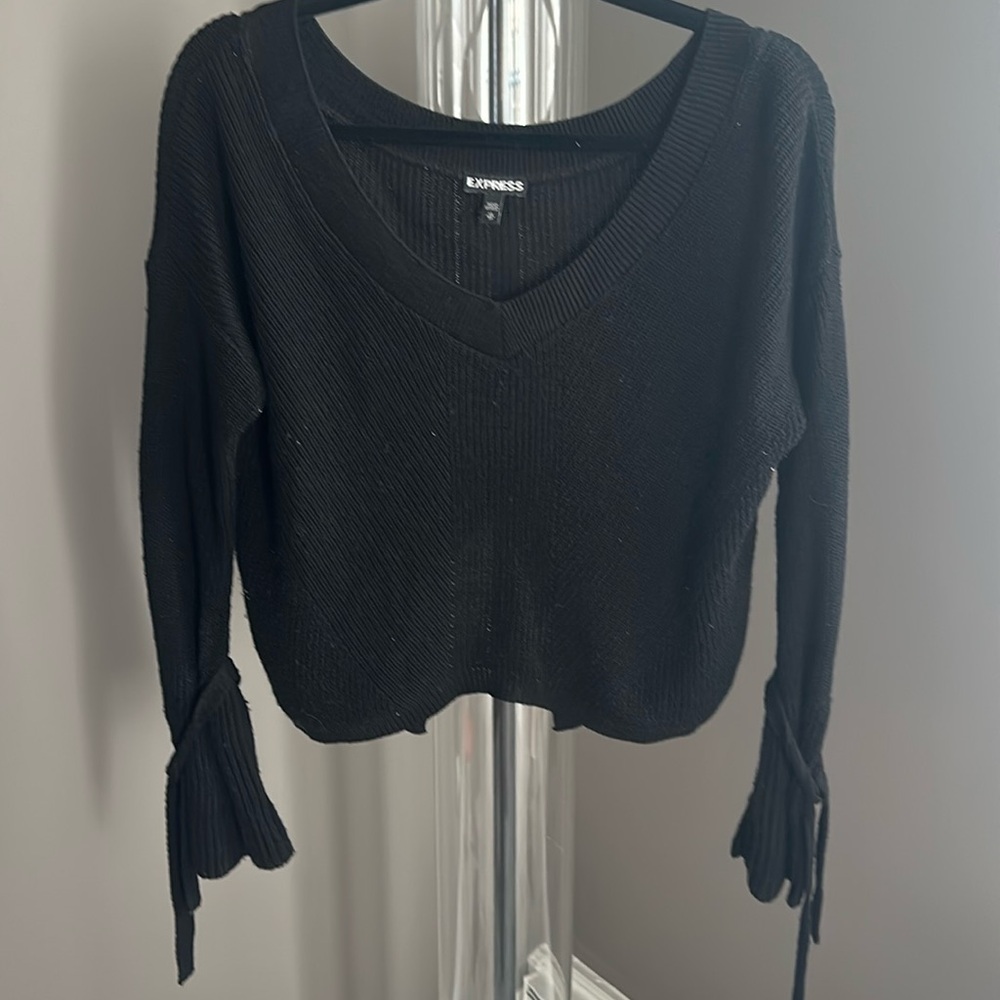 Express Cropped Black Sweater - XS